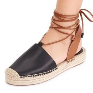 Coach Black and Tan Espadrille Flats